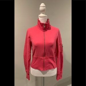 One Step Up Pretty In Pink Zippered Fitted crop Sweatshirt